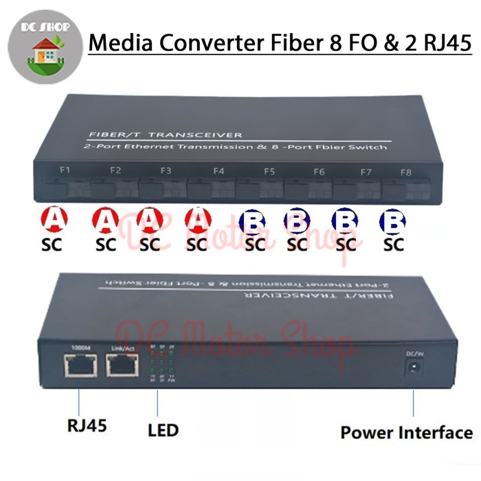 Jual Media Converter 8 Port FO 2 Port LAN Switch Fiber Optic 8 FO SC 2 ...