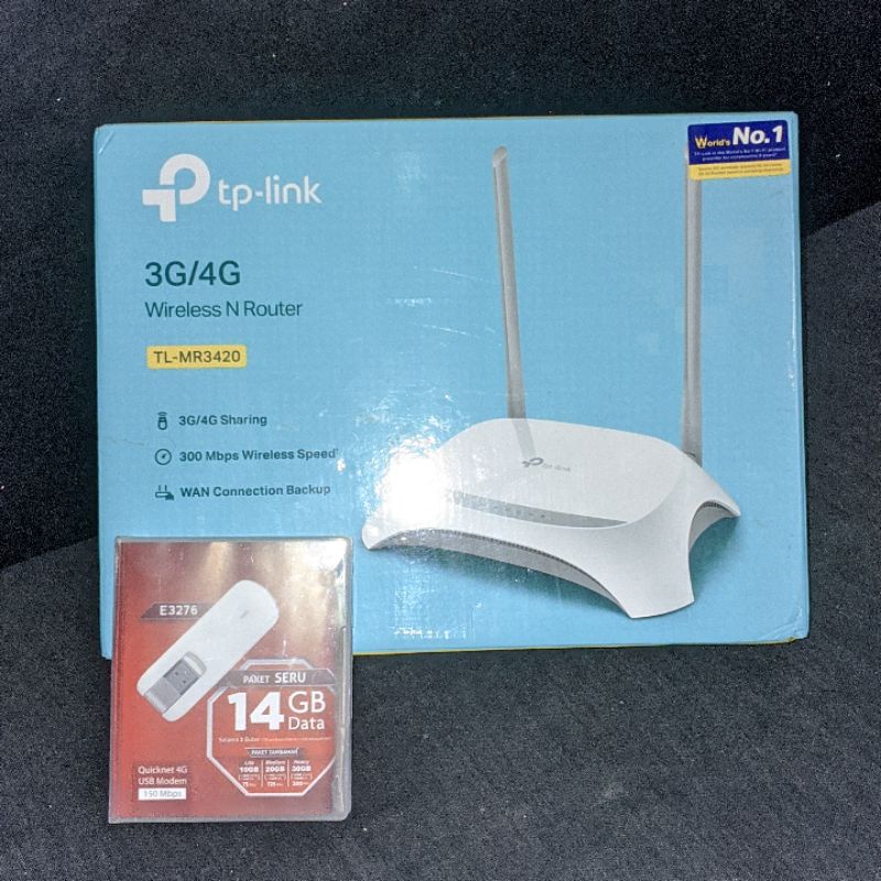 Jual PAKET ROUTER TP-LINK TL-MR3420 + MODEM HUAWEI E3276 / PAKET ROUTER ...