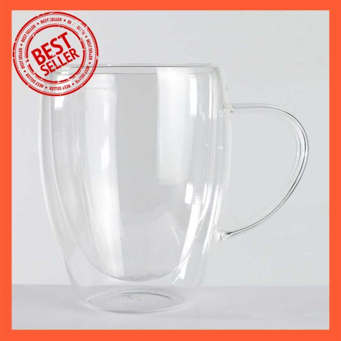 Jual Ejm One Two Cups Cangkir Kopi Anti Panas Double Wall Glass Round 350ml Shopee Indonesia 5265