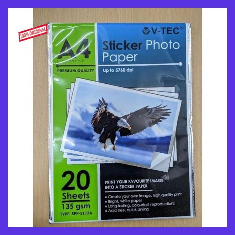 Jual Kertas Stiker Photo Paper Glossy V Tec Vtec Spp 9112a A4 135 Gsm