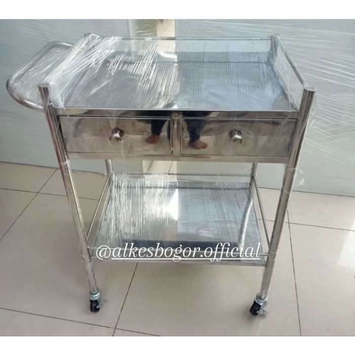 Jual Best Seller Meja Instrumen 2 Rak 2 Laci Pipa Stainless Troly Medis ...