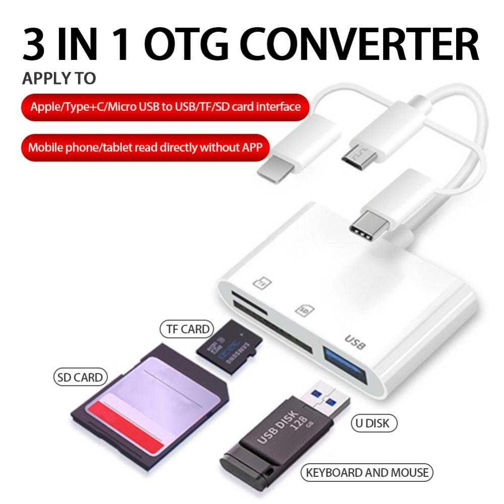 Jual Card Reader Handphone OTG 3 USB Android iOS Memory Kamera SD SDHC ...