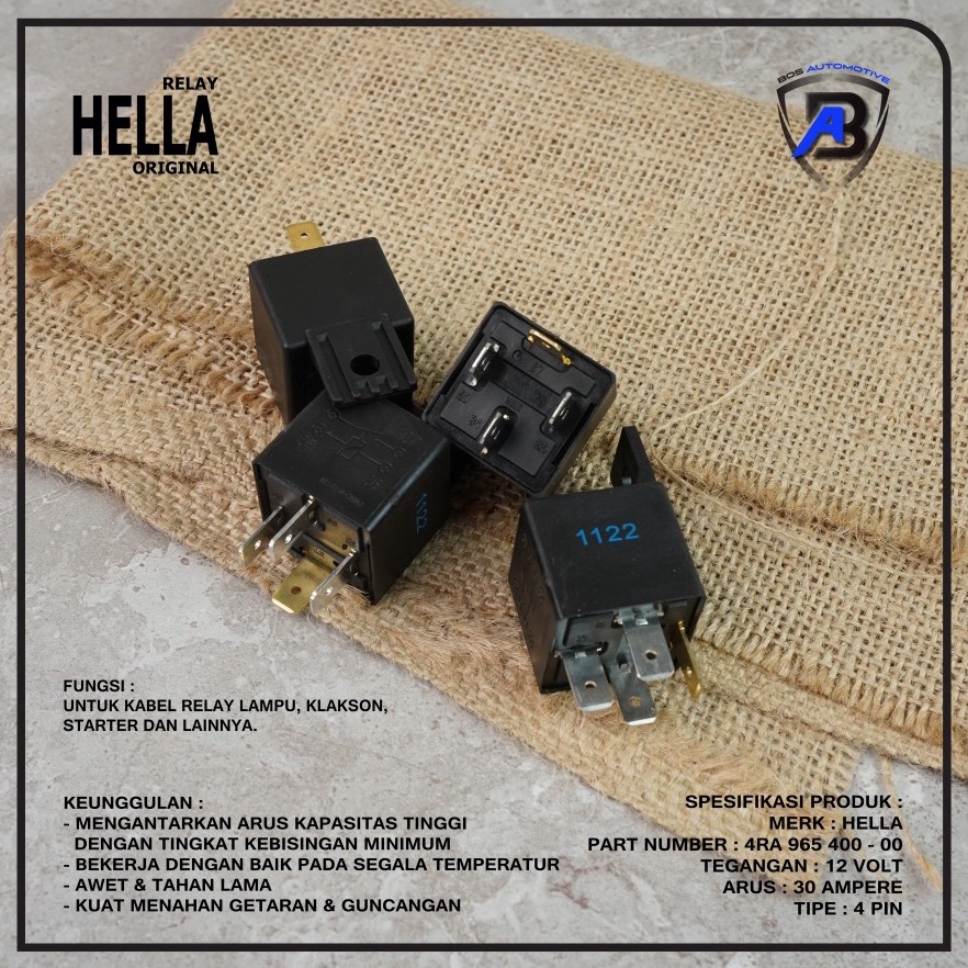 Jual mam39 RELAY HELLA KAKI 4 12V 30A RELAY KLAKSON HELLA Asli / ori