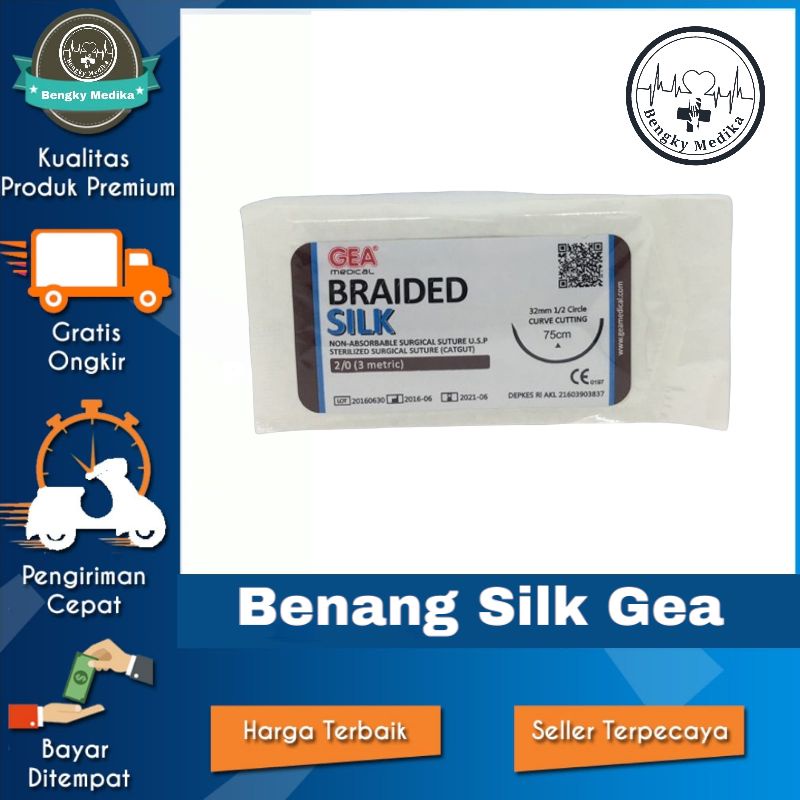 Jual Pcs Benang Operasi Gea Gea Braided Silk Dengan Jarum Shopee Indonesia