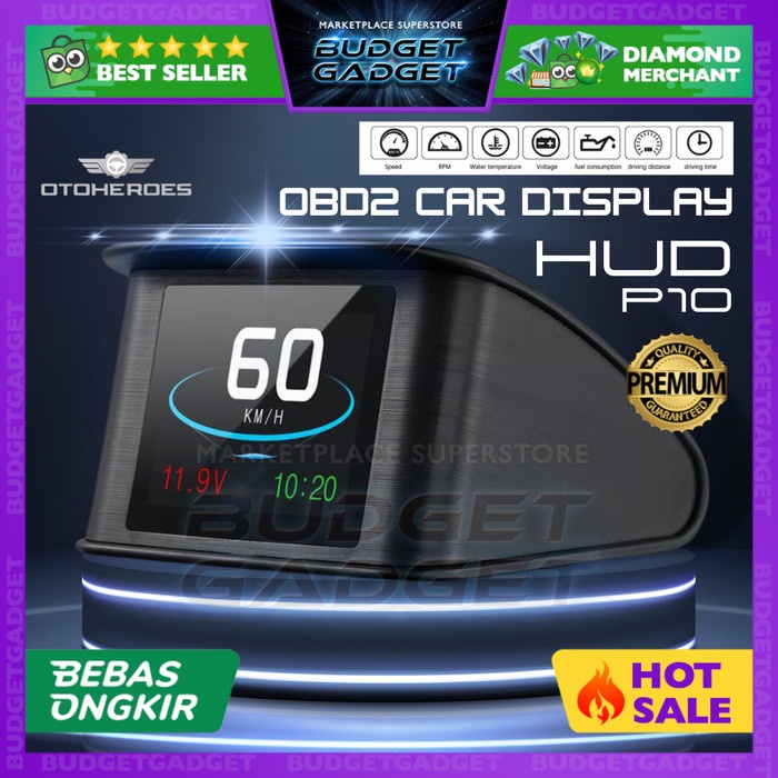 Jual DISPLAY HUD MOBIL OBD2 COMPUTER SPEEDOMETER DIGITAL MOBIL P10