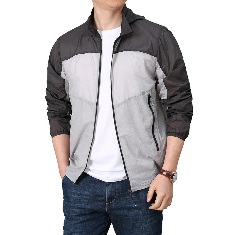 Jual ❤Mens Ultra Thin Jacket Lightweight Hooded Sun-protection