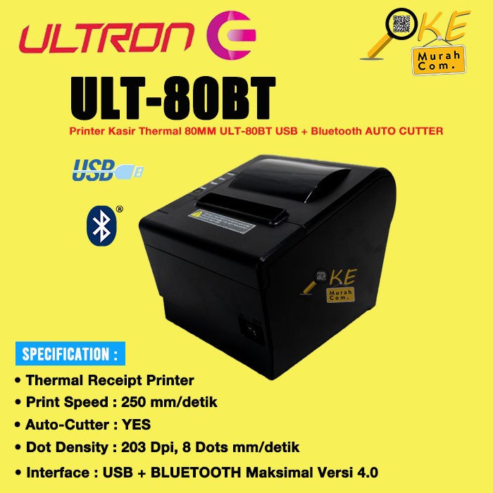 Jual Printer Kasir Thermal 80MM ULT-80BT / PBT-P200 USB + Bluetooth ...
