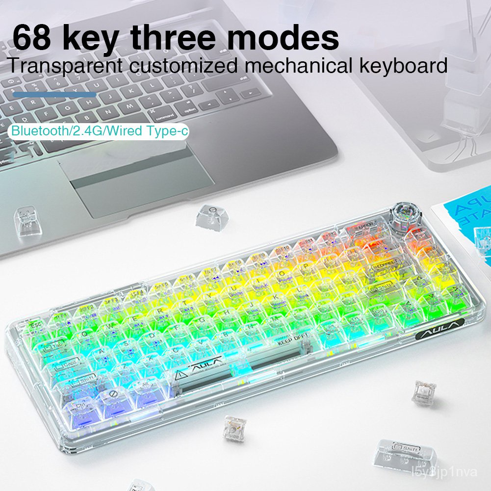 Jual &AULA F68 Bluetooth Mechanical Keyboard - 68 Keys with Hotswap and ...