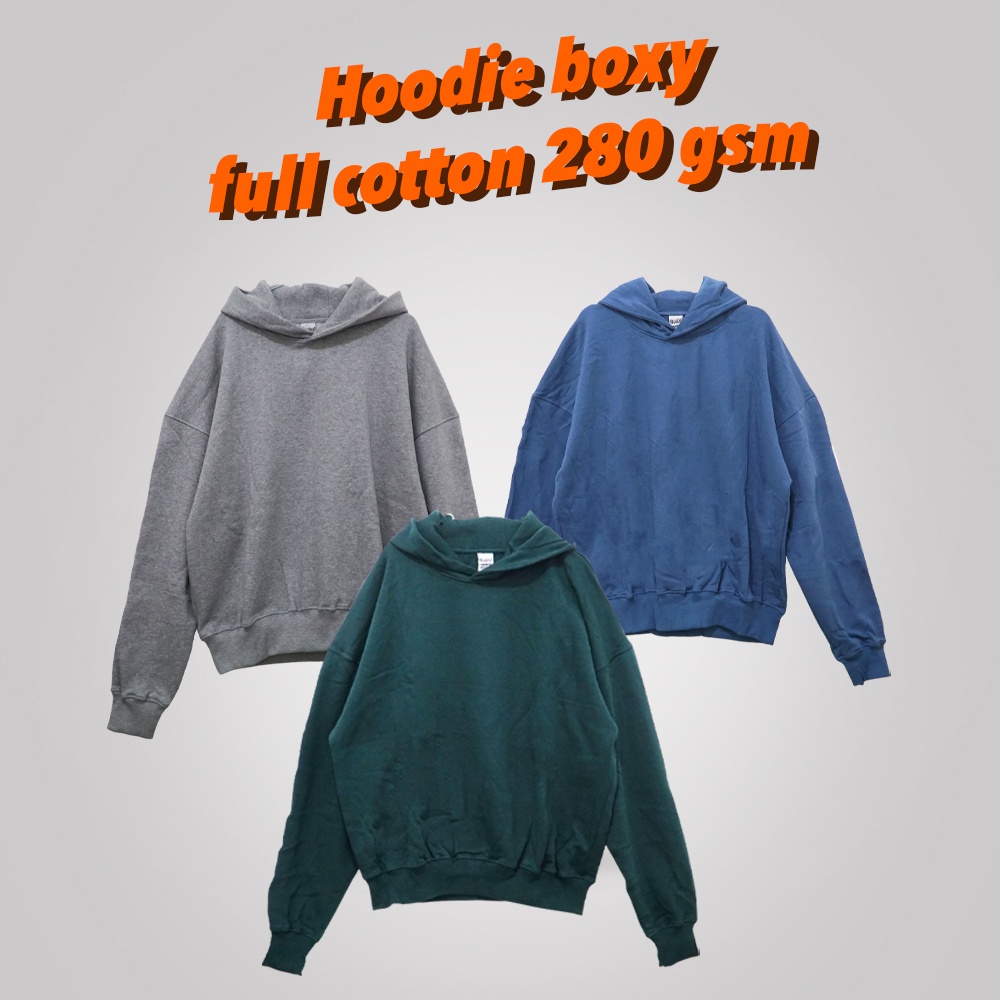 Jual Hoodie Boxy Bahan Full Cotton Fleece Tebal Shopee Indonesia