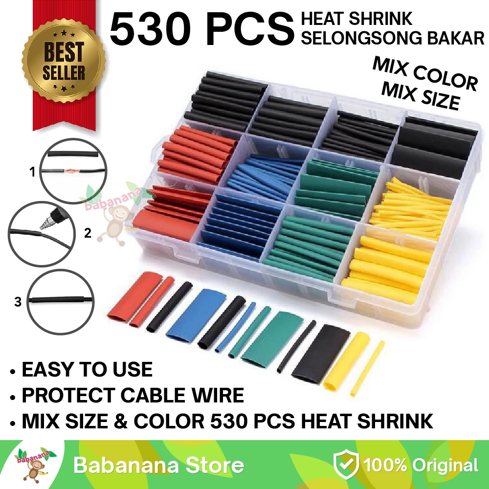 Jual 530 Pcs Heat Shrink Tube Warna Warni Isolasi Bakar Selongsong Tube ...