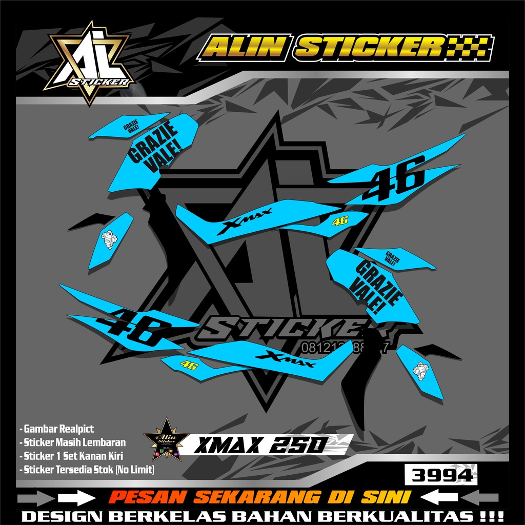 Jual 3994 STICKER VARIASI XMAX 250 DESIGN LIST RACING SIMPLE STYLE ...