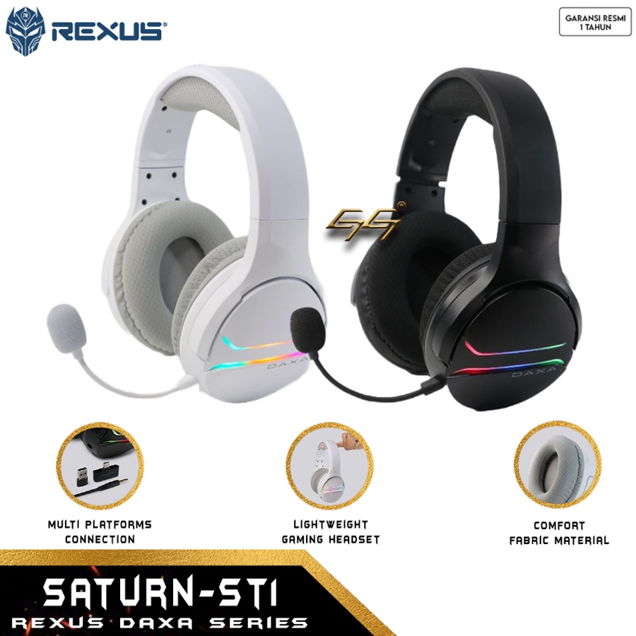 Jual Headset Gaming Wireless Rexus DAXA Saturn ST1 ST1 RGB Bluetooth