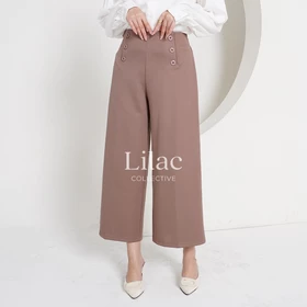 Yu Mi Basic Kulot Kancing By Lilac C1784 Kulot Highwaist Scuba Premium Office Pants Kulot Basic