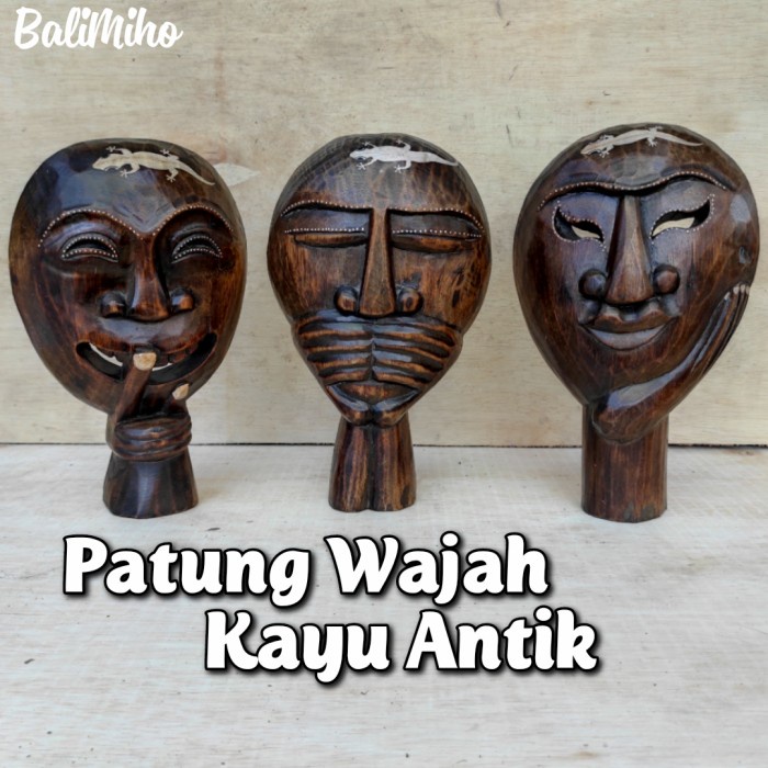 Jual PATUNG WAJAH KAYU/PATUNG MUKA/PATUNG UNIK/PATUNG ETNIK/PATUNG
