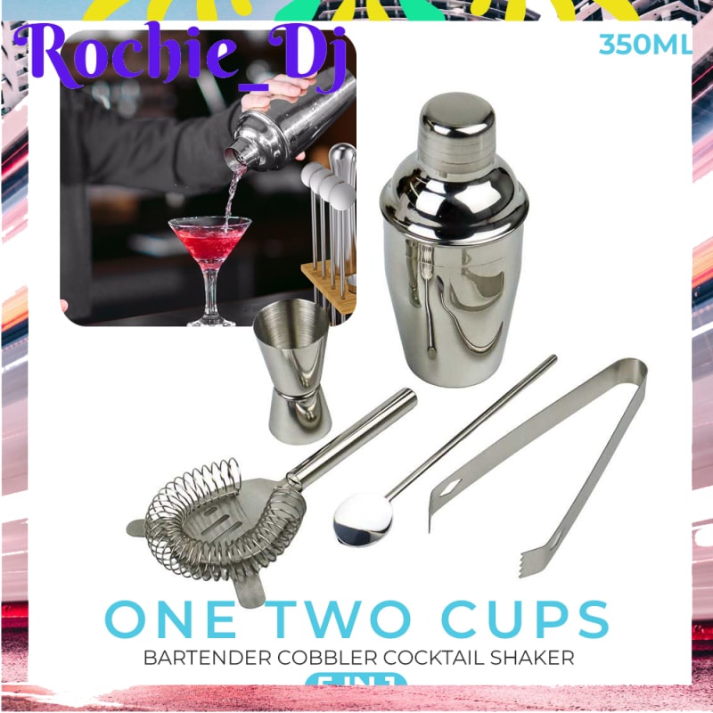 Jual SET 5 IN 1 BARTENDER COBBLER COCKTAIL SHAKER JIGGER SET 350ML ...