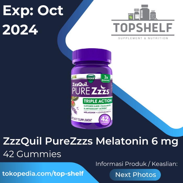 Jual VICKS ZZZQUIL PURE ZZZS TRIPLE ACTION 6MG MELATONIN 6 MG + ASHWAGANDHA Shopee Indonesia