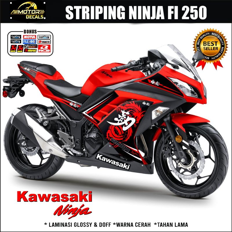 Jual Striping Kawasaki Ninja 250 Fi Edisi Kanji Dragons / Stiker list