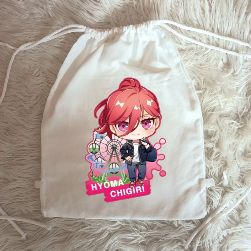 Jual Tas Serut Putih Anime Blue Lock Chibi Karakter Bahan Kanvas