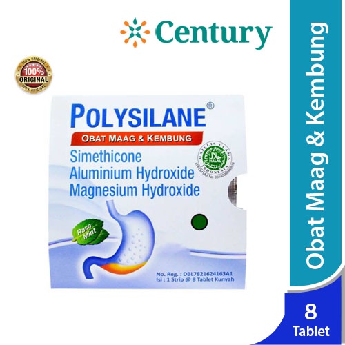 Polysilane Tablet 1 Strip isi 8 Tablet / Obat Maag / Kembung