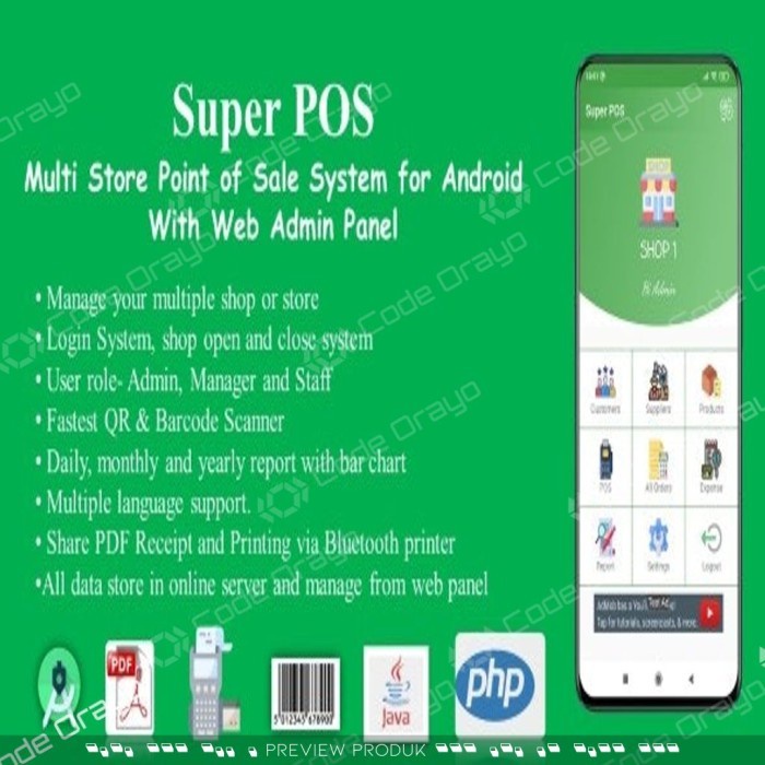 Jual Super POS Multi Store Point of Sale System for Android with 