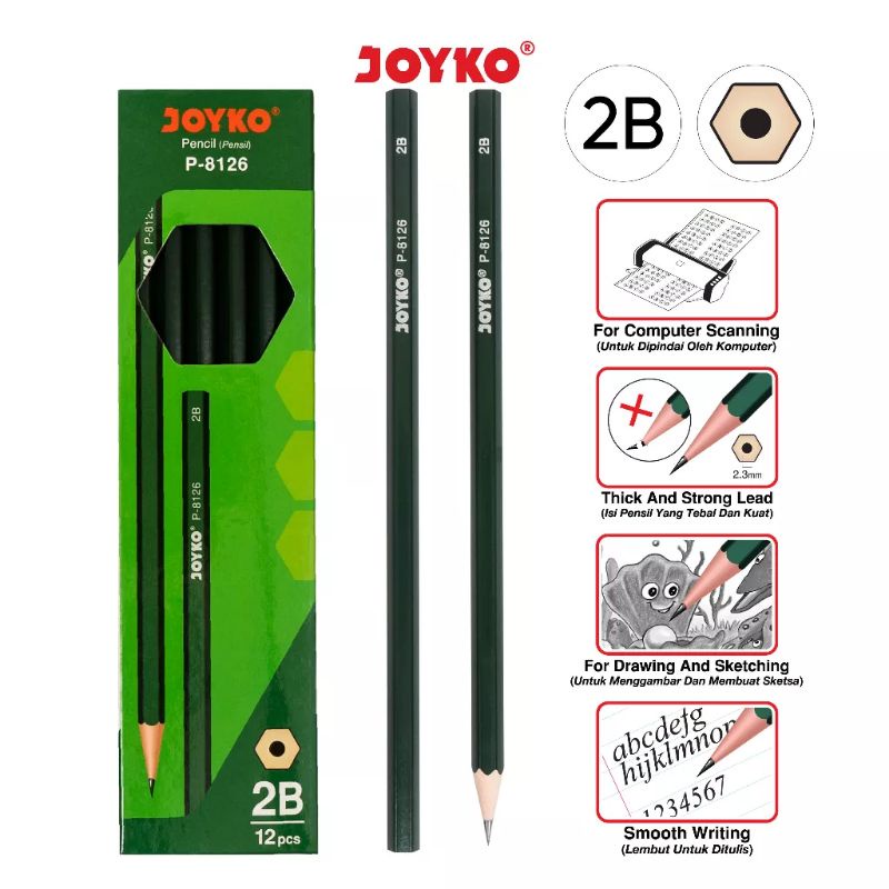 Jual Perlusin Pensil Pencil Joyko P 8126 2b 1 Box 12 Pcs Shopee Indonesia