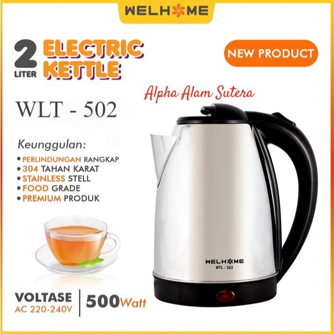 Jual Welhome Wlt Kettle Listrik Teko Listrik Liter Watt Shopee Indonesia