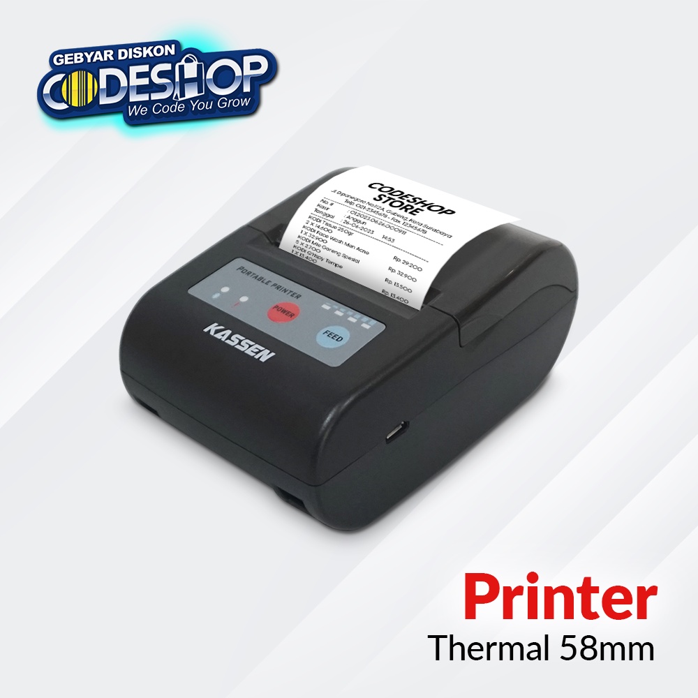 Jual Kassen Mt 200 Mobile Printer Kasir Thermal 58mm Cetak Struk Usb Bluetooth By Codeshop 5019