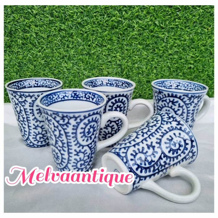 Jual Mug Keramik Cangkir Keramik Biru Putih Tinggi 10 Cm Diameter 8 Cm Shopee Indonesia 0360