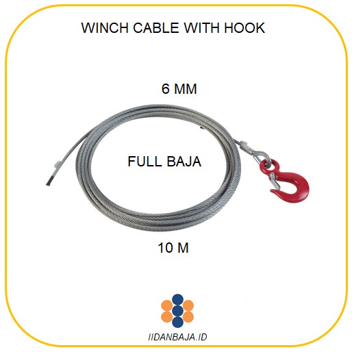 Jual Winch Cable Mm Full Baja M Hook Wire Rope Tali Sling Baja Shopee Indonesia