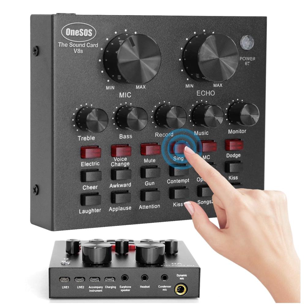 Jual KAP245 SOUNDCARD ONESOS V8 BLUETOOTH LIVE BROADCAST MIXER BLUETOOTH AUDIO USB EXTERNAL