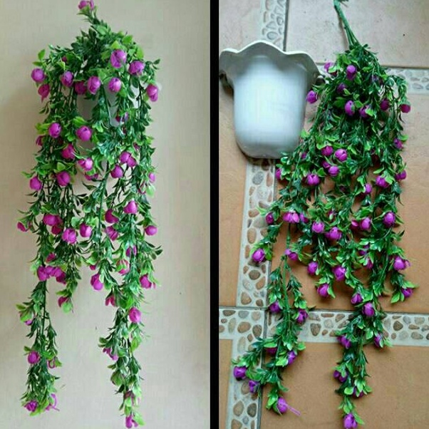 Jual New Bunga Priti +pot dinding ombak plastik bunga gantung bunga ...