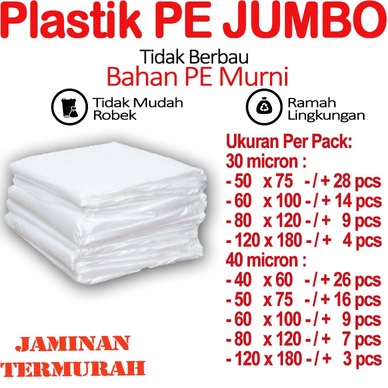 Jual DBFT-70 Plastik Pembungkus bahan PE JUMBO Bening NON RECYCLE 1 ...