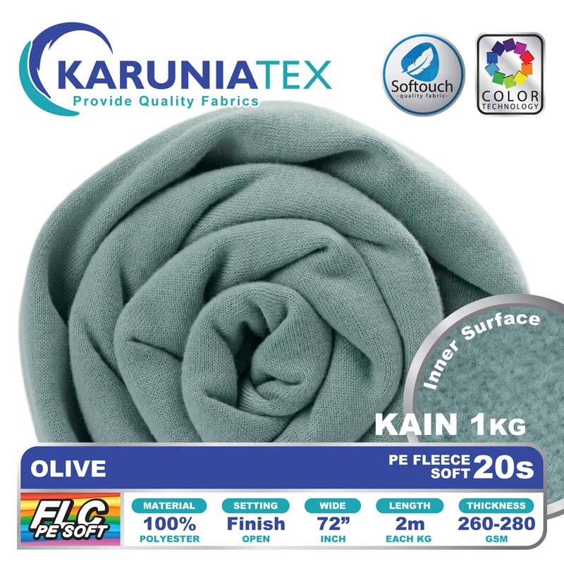 Jual Kain Fleece PE Soft 20s Kiloan | Olive | Karunia Textile | Shopee ...