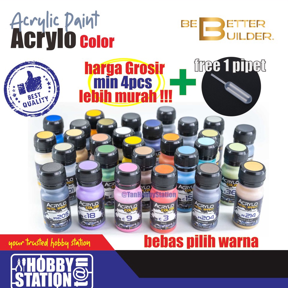 Jual ' Acrylo Color Basic- Gundam Model Kit Repaint Airbrush Handbrush ...