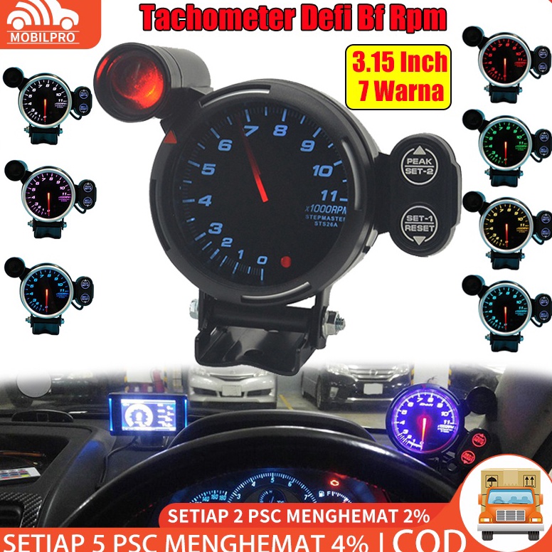 Jual RECOMENDED!. Tachometer Defi Bf Rpm 3.15 Inch 80mm 7 Warna Dengan ...