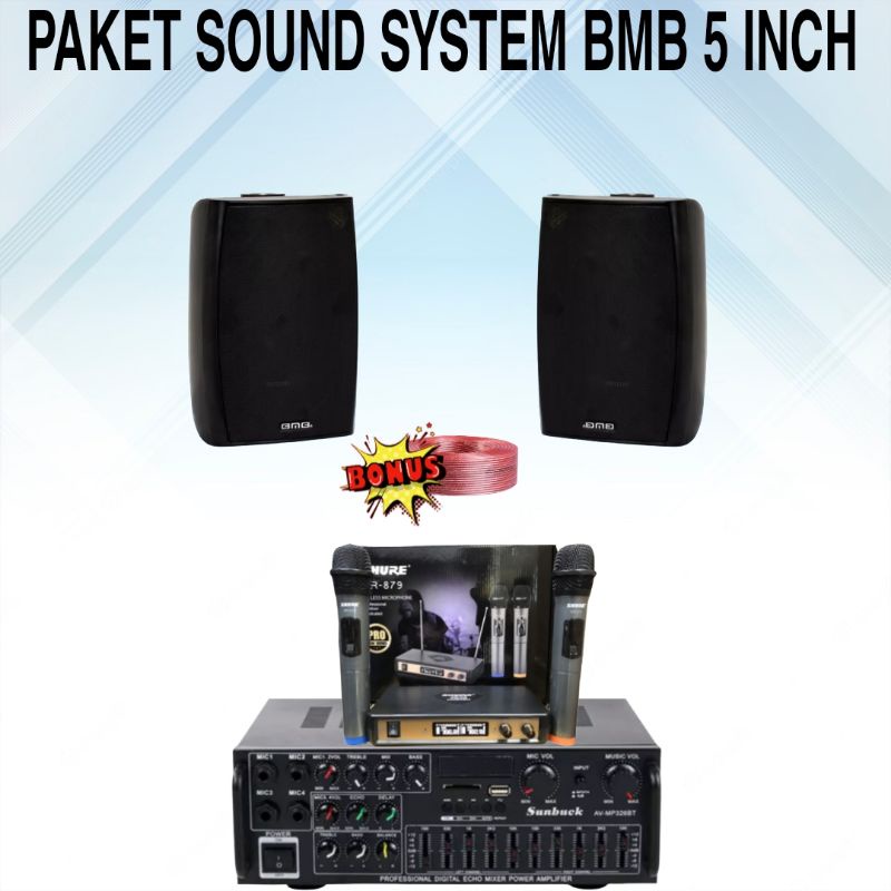 Jual PAKET KARAOKE RUMAHAN 2 SPEAKER BMB 5 INCH BISA BUAT CAFE DAN