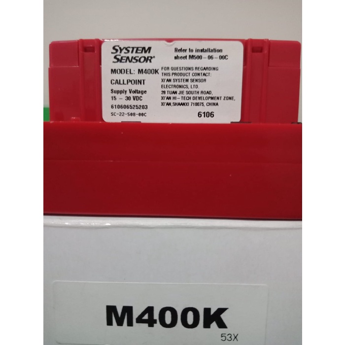 Jual M400K Break Glass Manual Call Point Fire Alarm System Sensor ...