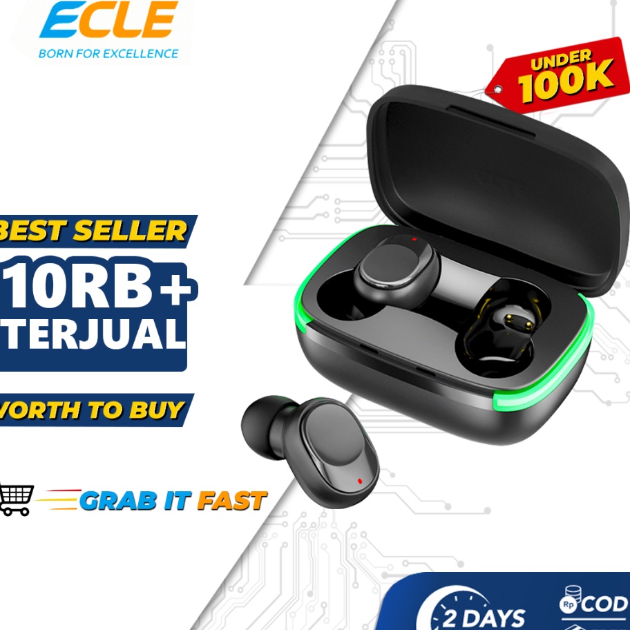 Jual Baru ECLE Y60 TWS Music Earphone Bluetooth Headset Smart Noise