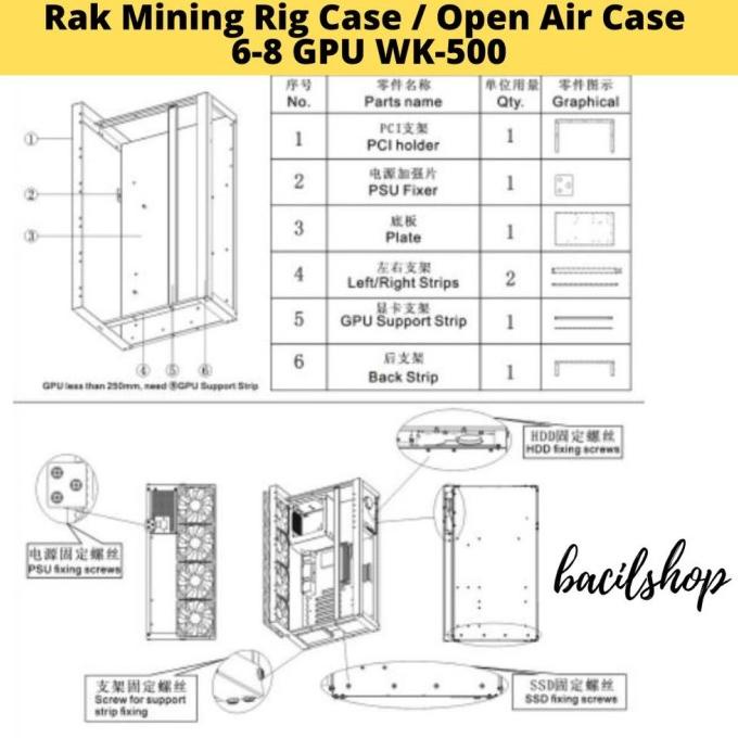 Jual Rak Mining Rig Case / Open Air Case 6-8 GPU WK-500 | Shopee Indonesia