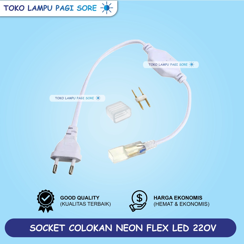 Jual Kabel colokan soket jack Lampu Neon Flex LED Selang Strip 220V ...