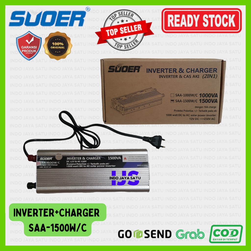 Jual SUOER SAA1500W/C Inverter 1500W + Charger Aki 12V Inverter
