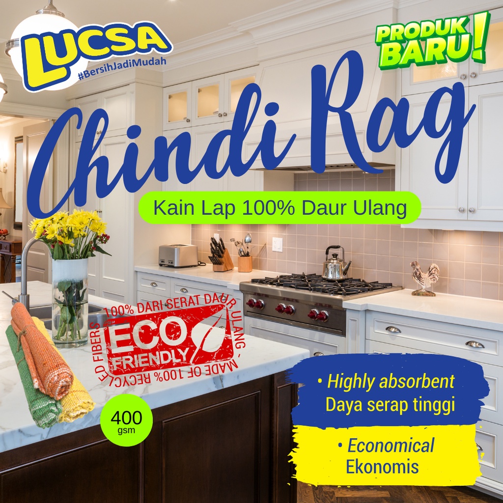 Jual Lucsa Chindi Rag 35x55cm Kain Lap 100% Daur Ulang Eco Friendly ...