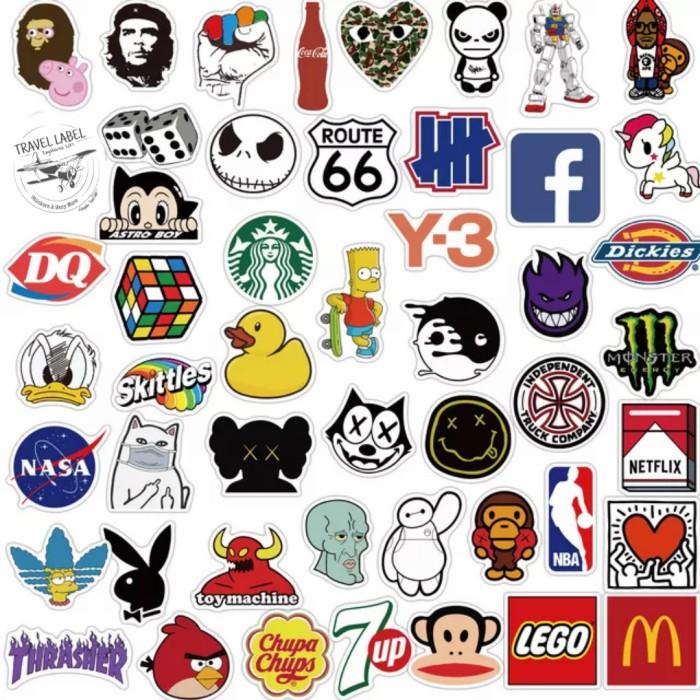 Jual Sticker Koper 1 Set isi 100 Pcs : Mixed Designs and Logos | Shopee ...
