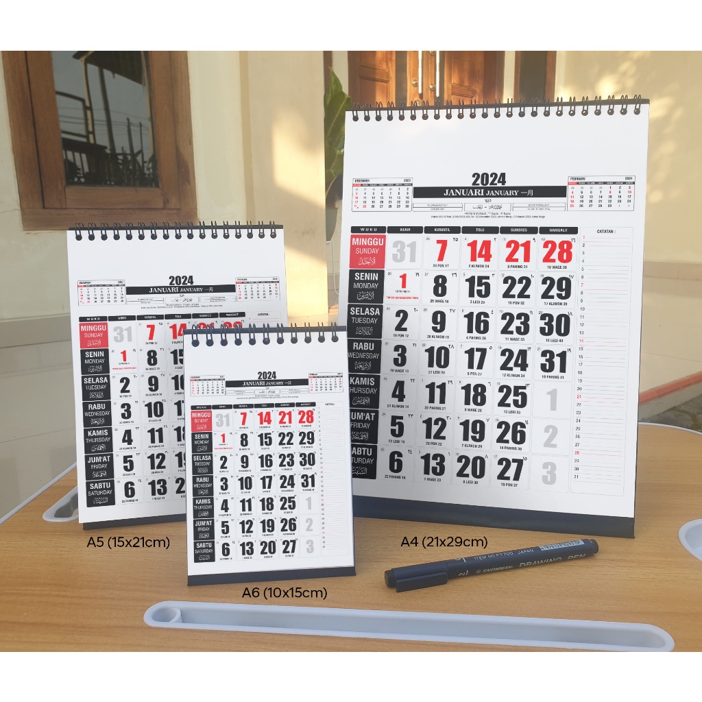 Jual Kalender Meja 2024 Catatan 02 Ukuran A6 A5 A4 Dilengkapi Dengan Penaggalan Jawa Pasaran 7265