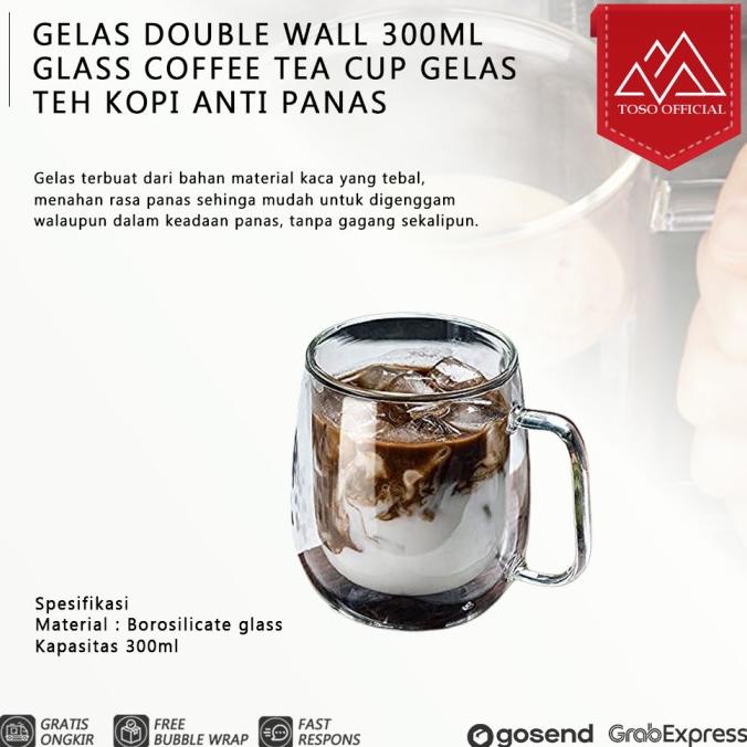 Jual Gelas Double Wall 300ml Glass Coffee Tea Cup Gelas Teh Kopi Anti Panas Shopee Indonesia 0210