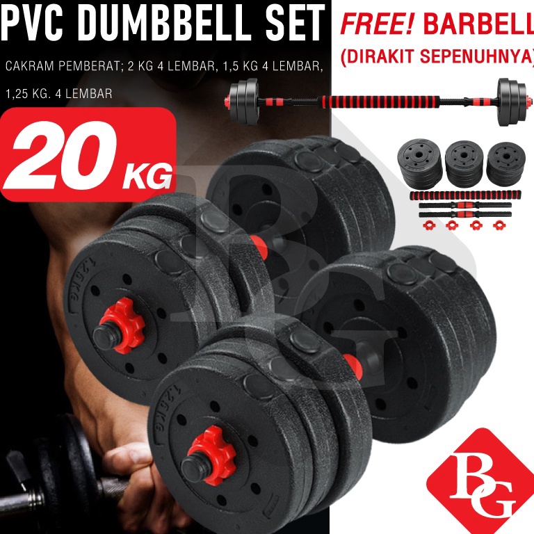 Jual Harga Termurah!!!! HTD SPORT Dumbbell Set 20 Kg PVC Alat Olahraga ...