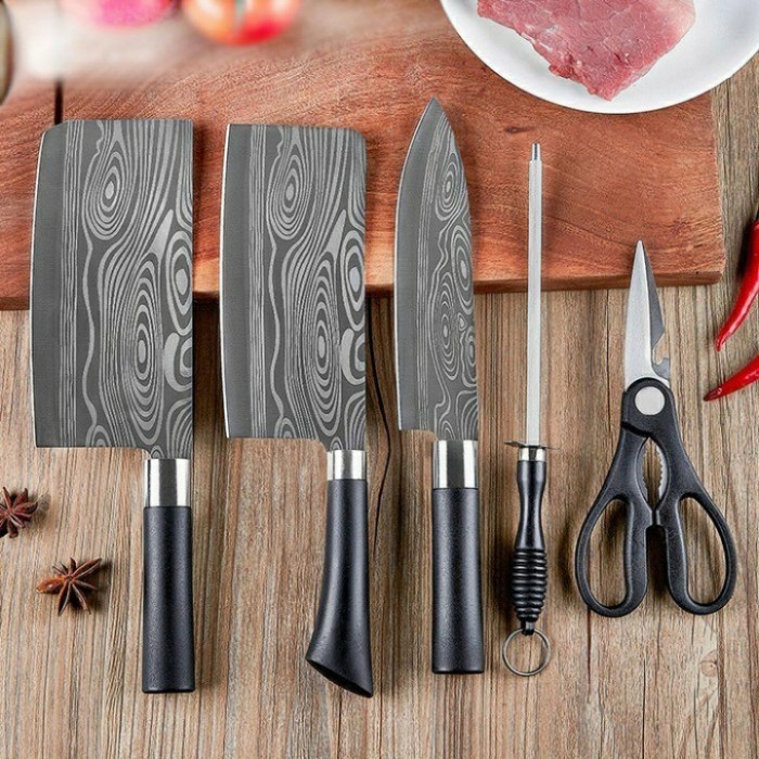 Jual Set Pisau Cincang Daging 5 In 1 High Quality/ Pisau Daging ...