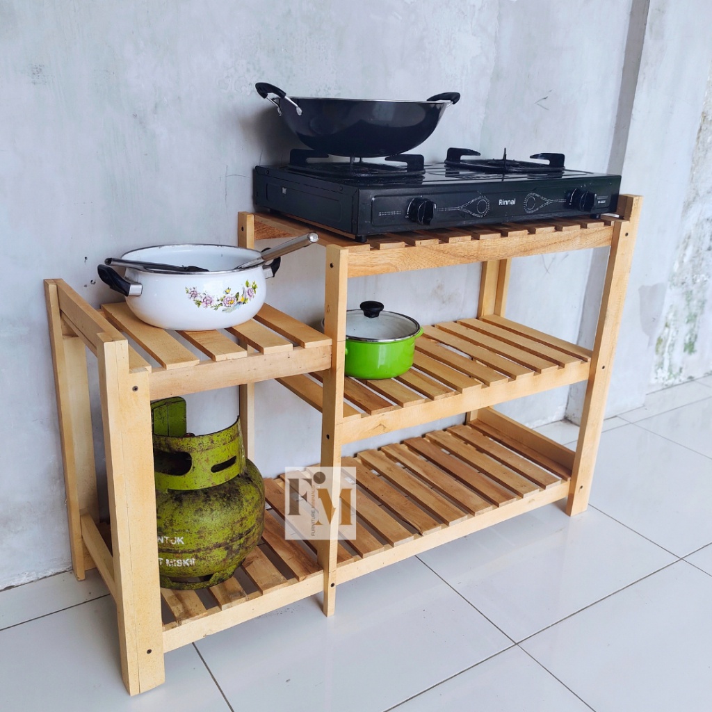 Jual MEJA KOMPOR GAS 2 TUNGKU 5 N RAK DAPUR SERBAGUNA GALON MAGIC COM 110CM X 35 CM X 70 CM