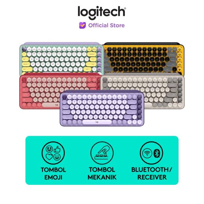 Jual Logitech POP Keys Keyboard Wireless Mechanical Compact, Emoji Keys ...