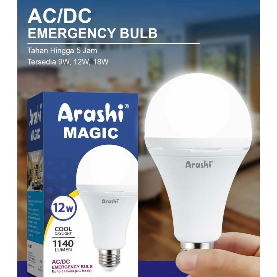 Jual _ Lampu Emergency LED Arashi Magic 18w 12w 9w 18 w 12 w 9 w Bohlam ...
